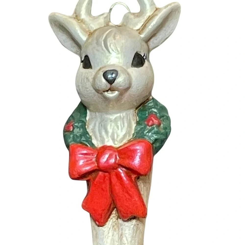 Vintage Christmas Reindeer with Wreath Icicle‎ Ornament 8 inches Retro